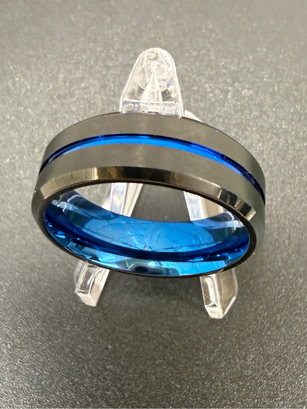 Men’s Black & Blue Titanium Ring Size 11